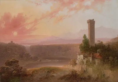 View Of Lake Nemi At Sunset 2