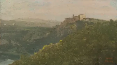 View Of Lake Nemi With Genzano In The Distance