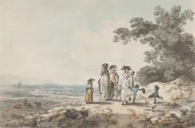 View Of London With St Pauls In The Distance A Family Pausing On A Road