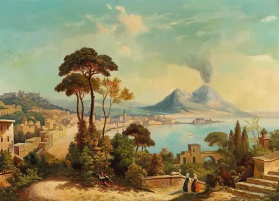 View Of Naples With Vesuvius In The Background