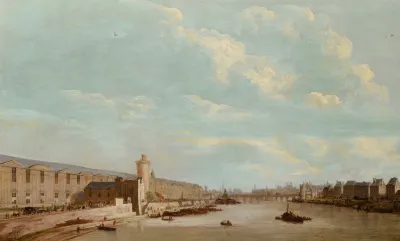 View Of Paris From The Pont Royal With The Grande Galerie Du Louvre The Pont Neuf And The Nesle Tower