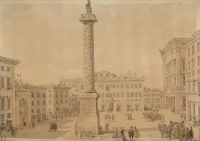 View Of Piazza Colonna With The Column Of Marcus Aurelius Rome
