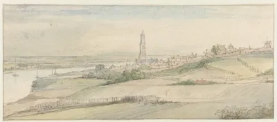 View Of Rhenen And The Rhine From The East