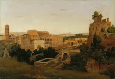 View Of Rome With The Colosseum Study