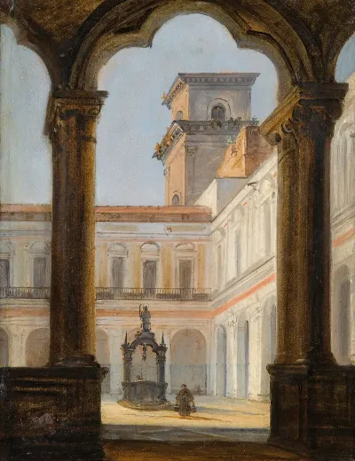 View Of San Lorenzo Cloister In Naples