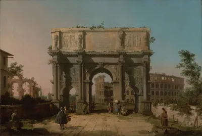 View Of The Arch Of Constantine With The Colosseum