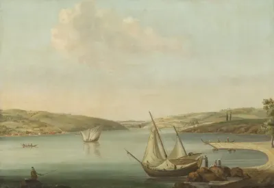 View Of The Bosporus Taken From The Height Of Beykoz To The Northwest With The Aqueduct Of Justinian In The Background