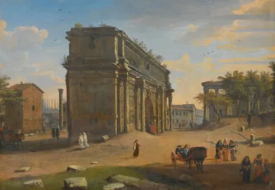 View Of The Campo Vaccino With The Arch Of Septimius Severus
