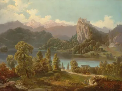 View Of The Castle And Island With St Marys Church On Lake Bled