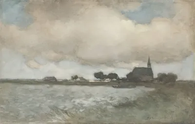 View Of The Church At Noordse Dorp Near Noorden
