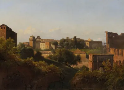 View Of The Colosseum And The Arch Of Constantine From The Palatine