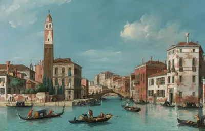 View Of The Entrance To The Cannareggio Canal With The Church Of San Geremia And The Palazzo Labia Venice
