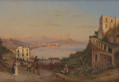 View Of The Gulf Of Naples With Vesuvius