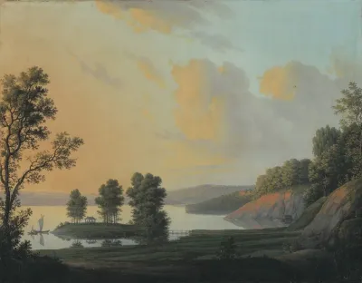 View Of The Manor Of Dronninggaard Across Lake Fure North Zealand