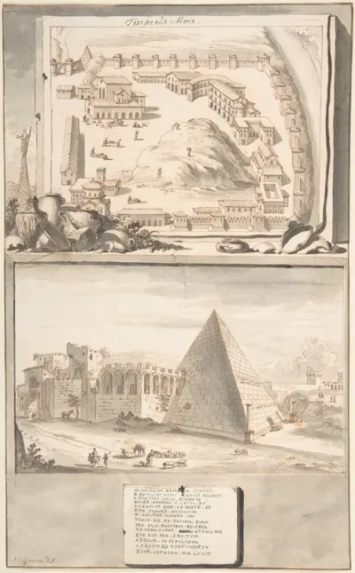 View Of The Mons Testaceus Above And The Pyramid Of Cestius Below