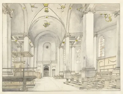 View Of The Nave Of The Nieuwe Kerk Haarlem Looking West