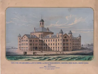 View Of The New Alms House For The City Of Boston In The State Of Massachusetts Erecting On Deer Island In Boston Harbor