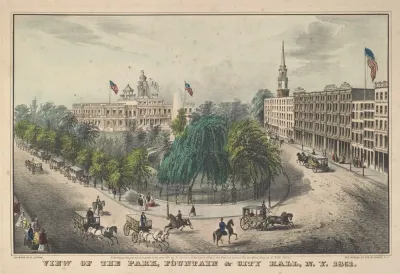View Of The Park Fountain City Hall N Y 1851
