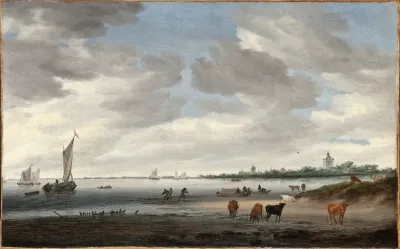 View Of The River Lek And The Town Of Vianen