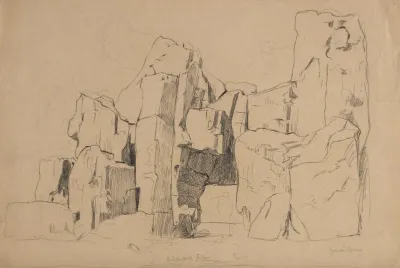 View Of The Rocks The So Called Ratselhath Felsen With A Human Silhouette