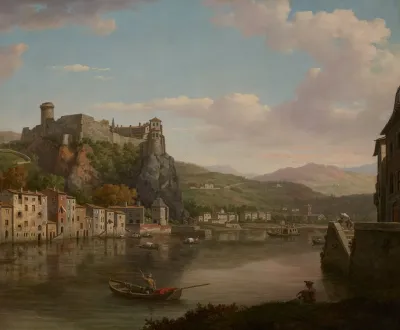 View Of The Saone And The Chateau Pierre Scize Lyon France