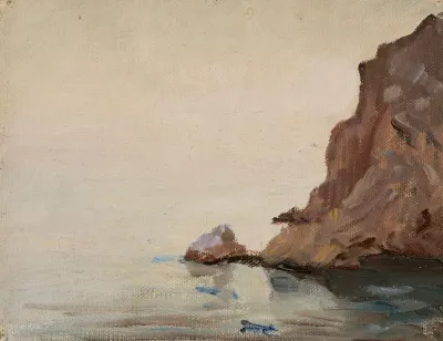 View Of The Sea And A Rock From The Journey To Turkestan