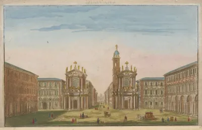 View Of The St Charles Square In Turin