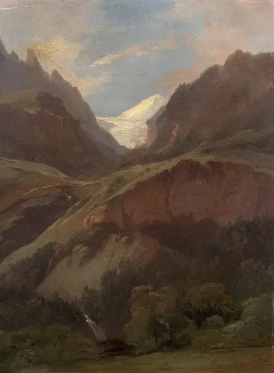View Of The Wetterhorn And The Reichenbach From Meiringen