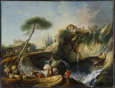 View Of Tivoli With The Temple Of Vesta