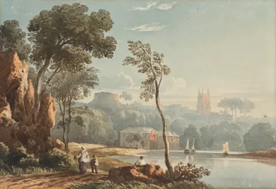 View Of Totnes From The River Dart South Devon