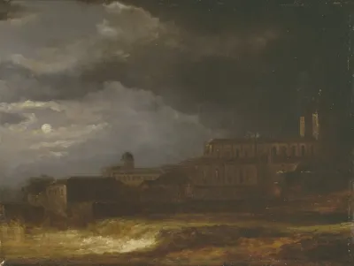 View Of Uppsala Landscape By Moonlight