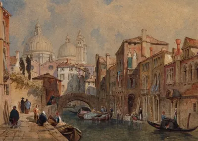 View Of Venice The Dome Of Santa Maria Della Salute Seen From The Rear Of The Da Mula Palace Looking Eastward