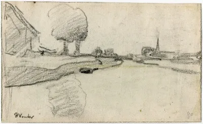View On A Waterway And Village