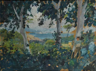 View Through Trees On A Southern Bay At Th Sea