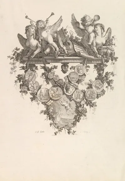 Vignette With Sphinxes And Putti