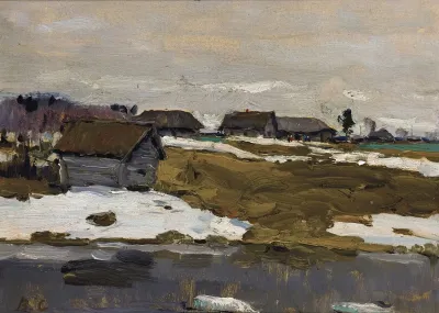 Village By The Water In Winter