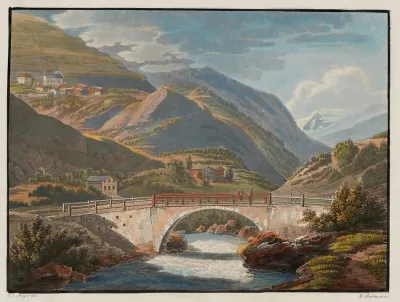 Village De Stilfs Et Le Premier Pont Sur La Route Du Col De Stilfs Stevio En Tyrol