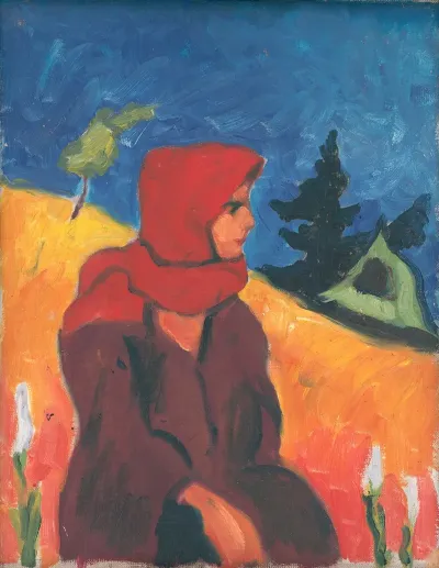 Village Girl In A Red Scarf