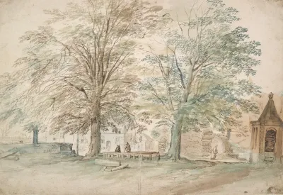 Village Meeting Place Under Two Old Trees