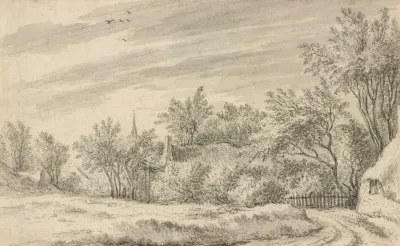 Village Path With Church Spire In The Distance