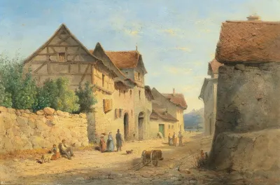 Village Road With Many Decorative Figures