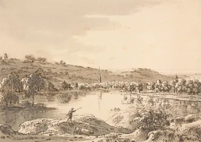 Village Seen From Across A Lake