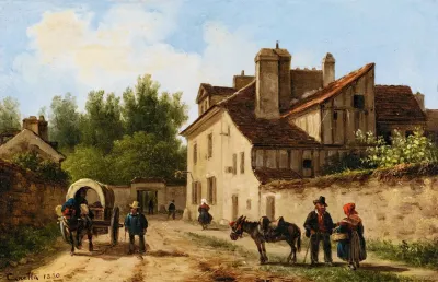 Village Street In The Suburbs Of Paris