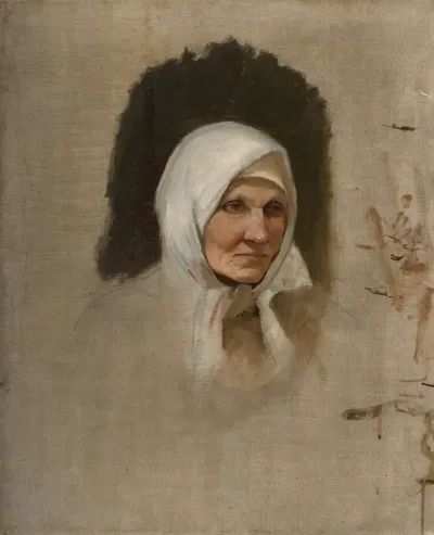 Village Woman In A White Scarf