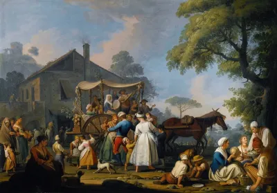 Villagers Preparing To Depart For The Festival Of The Madonna Dellarco