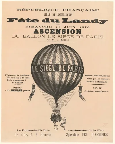 Ville De Saint Denis Fete Du Landy Dimanche 11 Juin 1876 Ascension Du Ballon Siege De Paris