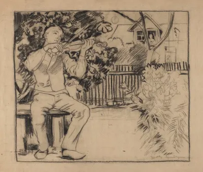 Violinist Playing In The Moonlight