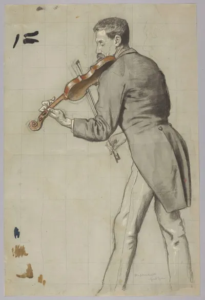 Violinist Study For The Painting Titled Musicians