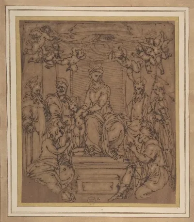 Virgin And Child Enthroned With Saint Anthony Abbot Saint Peter Saint Paul Saint Julian The Hospitaler Saint Roch And Saint Mary Magdalen
