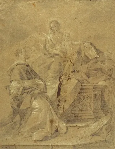 Virgin And Child Saint Catherine Of Siena And Saint Dominic